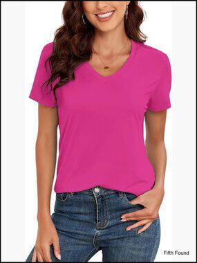 UPF 50+ V-Neck T-Shirt Loose Fit Summer Top Soft Polyester Spandex